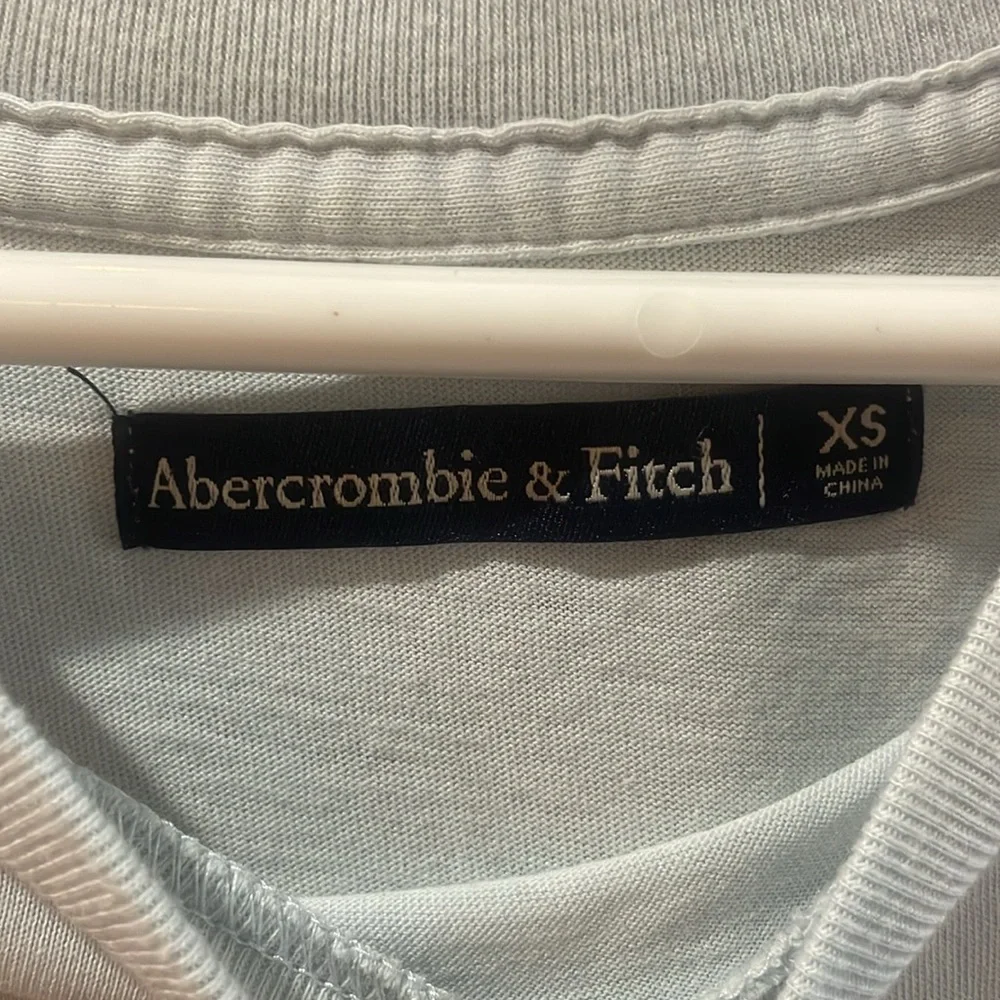 A & F Light Blue Ruffled hem Women's Top - Picture 2 of 2